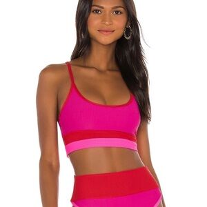 Beach Riot Ribbed Women's Pink and Red Intimate Set